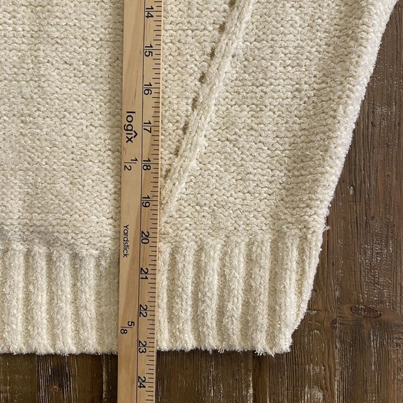 Pilcro Anthropologie Sweater Womens XS Ivory Cable Knit Boho Merino Wool Blend - Picture 8 of 10